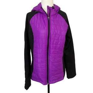 Xersion Purple & Black Water/Wind Resistant Hooded Jacket Women's Medium‎